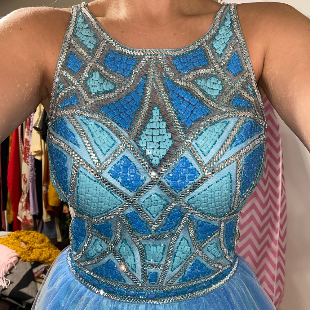Blue Prom Dress with Blue Earrings - Picture 11 of 12